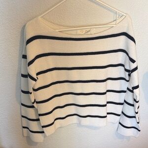 RD Style Off-the-Shoulder Navy Striped Sweater